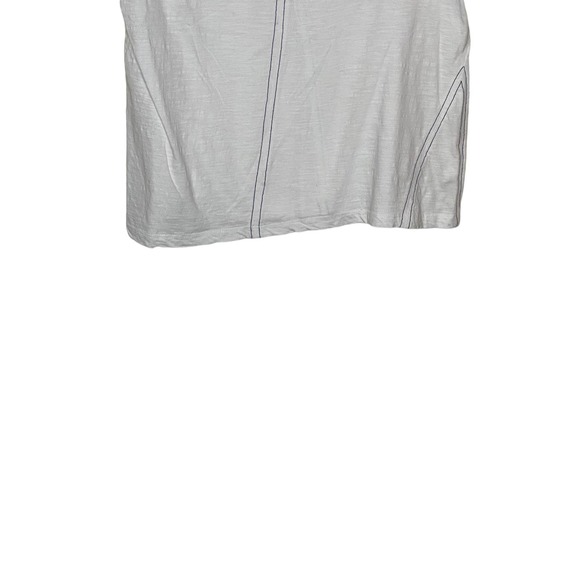 THML Women Top Crew Neck‎ 100% Cotton Short Sleeve Gauze White/Blue Medium - Picture 10 of 10